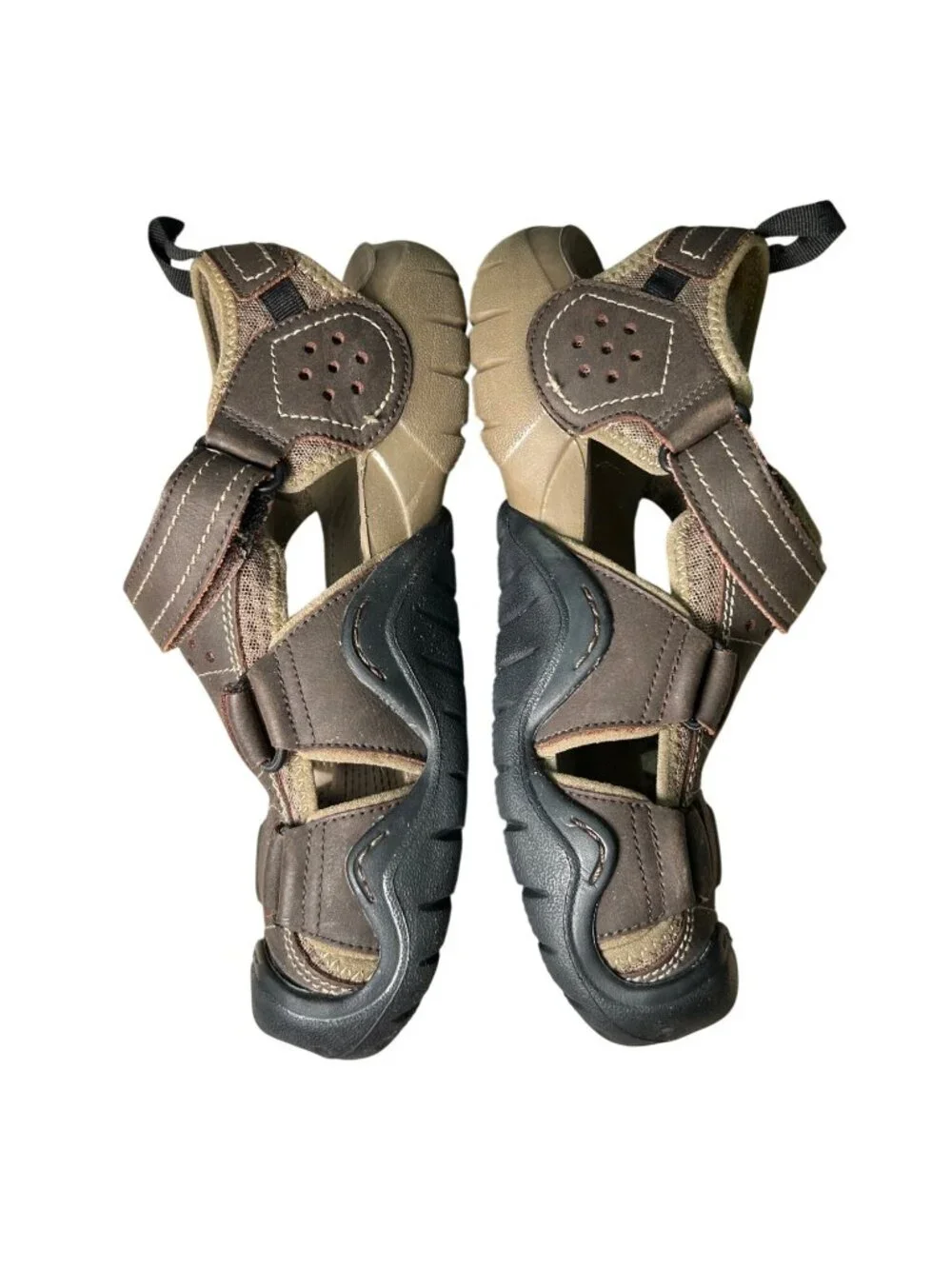 Crocs Mens Brown Tan Closed Toe Sandals Sz 10 Adjustable Straps Rugged Outdoor
